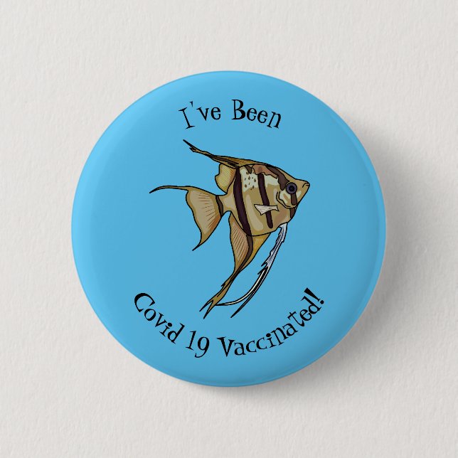 Angelfish cartoon illustration 6 cm round badge (Front)