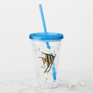 Angelfish cartoon illustration acrylic tumbler