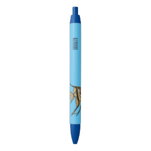 Angelfish cartoon illustration black ink pen