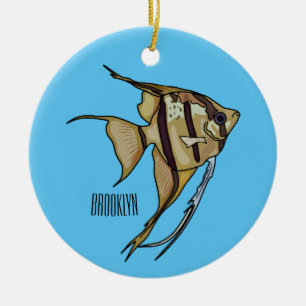 Angelfish cartoon illustration ceramic ornament