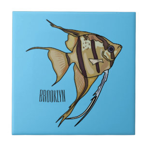 Angelfish cartoon illustration ceramic tile