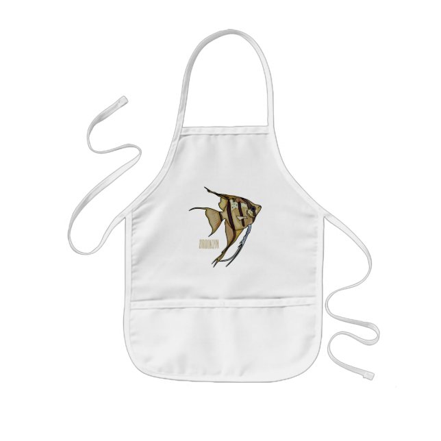 Angelfish cartoon illustration kids apron (Front)