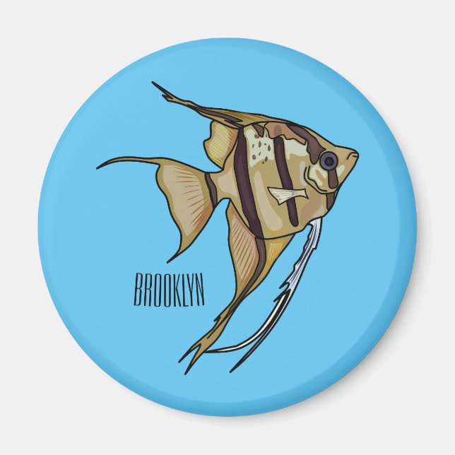 Angelfish cartoon illustration magnet (Front)