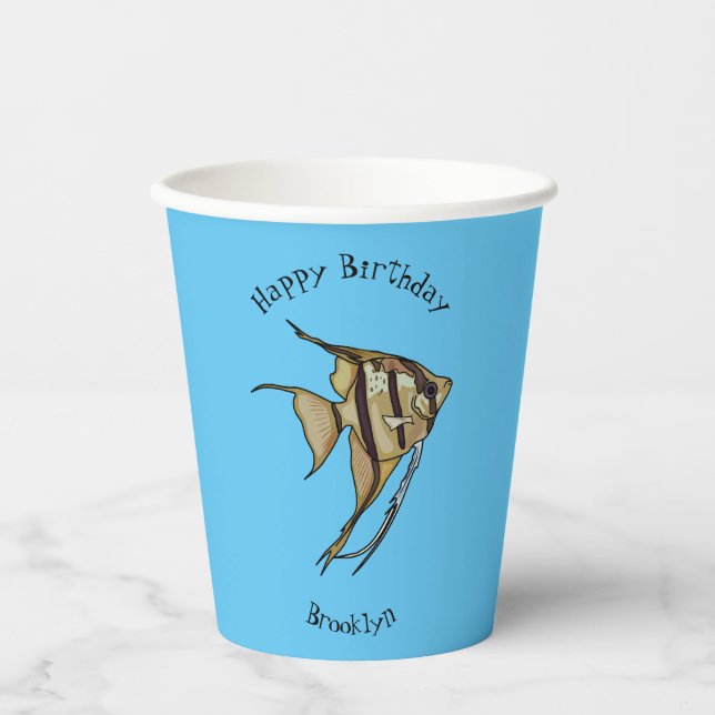 Angelfish cartoon illustration paper cups (Front)