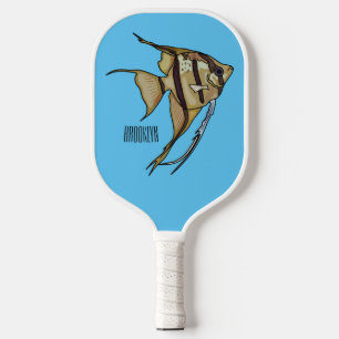 Angelfish cartoon illustration pickleball paddle