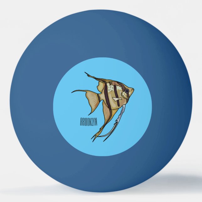Angelfish cartoon illustration ping pong ball (Front)