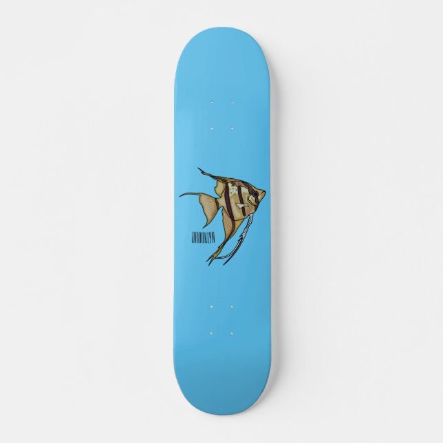 Angelfish cartoon illustration skateboard (Front)