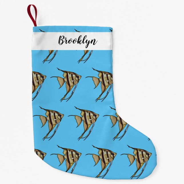Angelfish cartoon illustration small christmas stocking (Front)