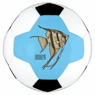 Angelfish cartoon illustration soccer ball