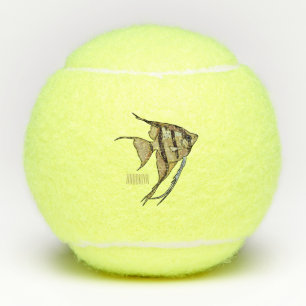 Angelfish cartoon illustration tennis balls