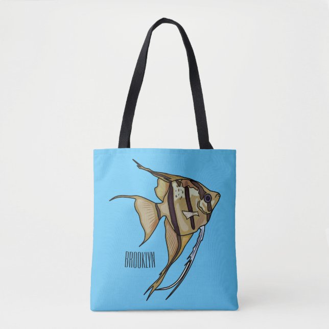 Angelfish cartoon illustration tote bag (Front)