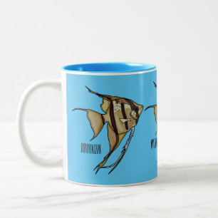 Angelfish cartoon illustration Two-Tone coffee mug