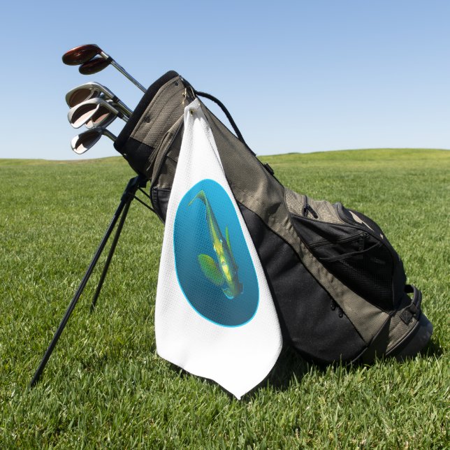 Angelfish - Design on gradient blue background |  Golf Towel (Green)
