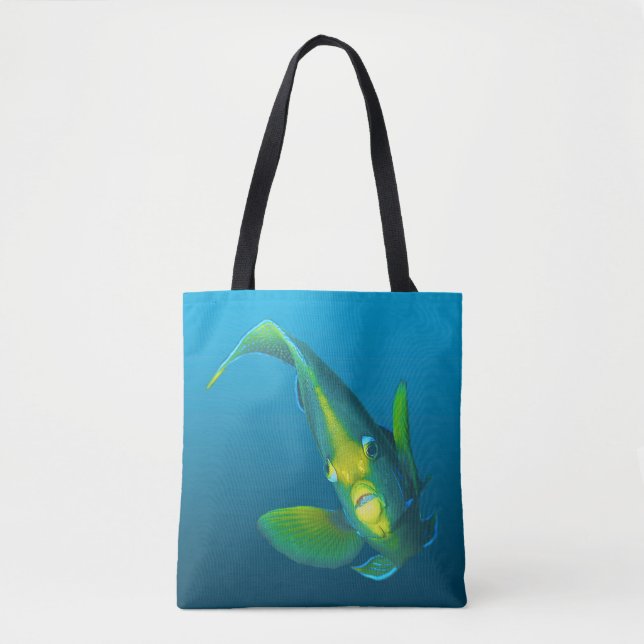 Angelfish - Elegance on gradient blue background | Tote Bag (Front)