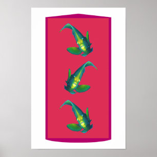 Angelfish - Elegance on Magenta-toned Background Poster