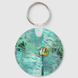 Angelfish 'fine art' collage keychain
