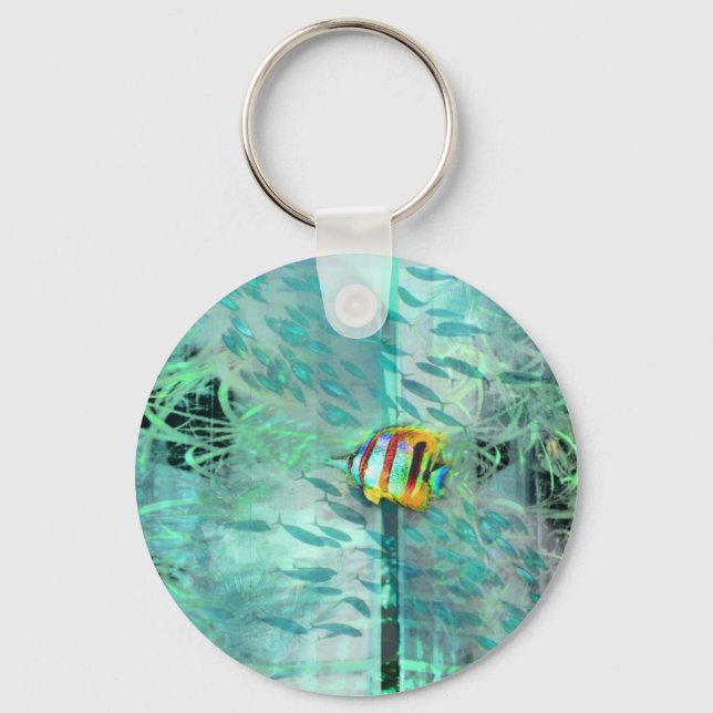 Angelfish 'fine art' collage keychain (Front)