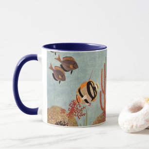 Angelfish in Coral, Vintage Tropical Fish in Ocean Mug