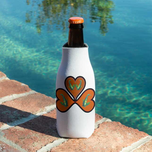 Angelfish Twins - 3 Black-bordered Red Hearts |  Bottle Cooler (In Situ Pool)