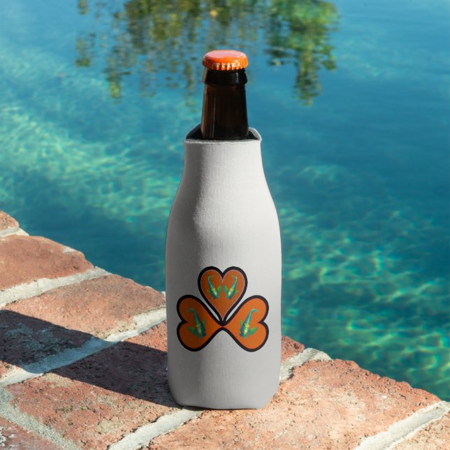 Angelfish Twins - 3 Black-bordered Red Hearts |  Bottle Cooler (In Situ Pool)