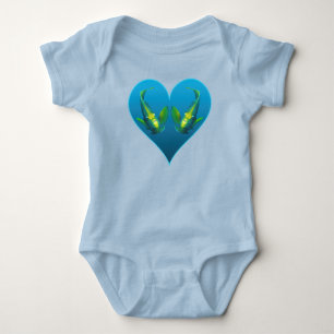 Angelfish Twins in a Blue Heart - Illustration Baby Bodysuit