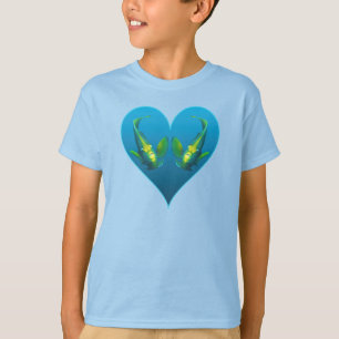 Angelfish Twins in a Blue Heart - Illustration T-Shirt