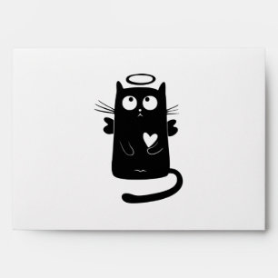 Angelic black cat cartoon envelope