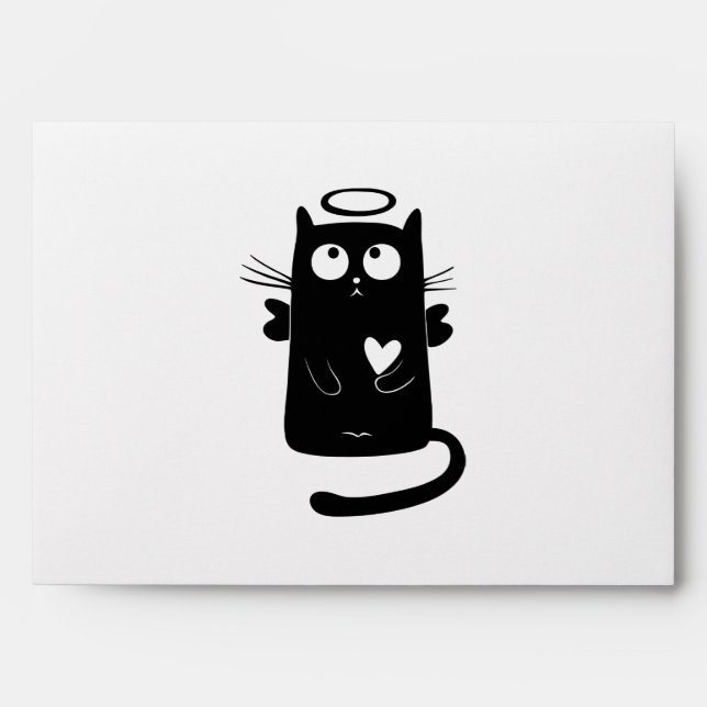 Angelic black cat cartoon envelope (Front)