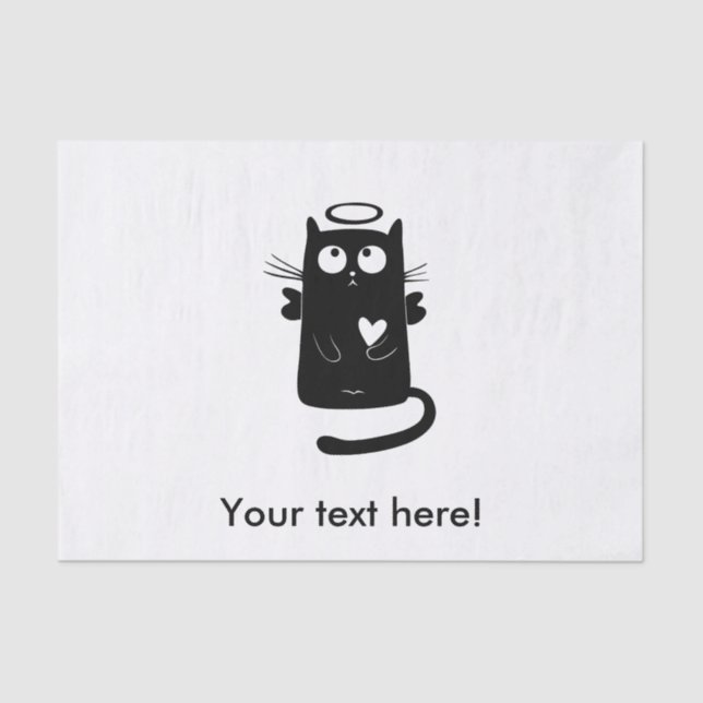 Angelic black cat cartoon tissue paper (Front)