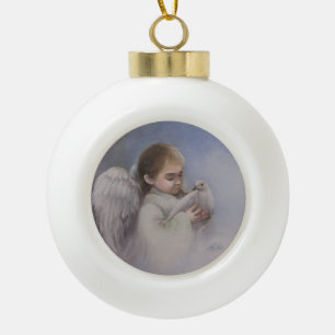Angelic Blessings Ceramic Ball Christmas Ornament