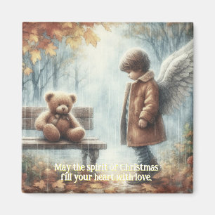 Angelic boy with Teddy Bear Magnet