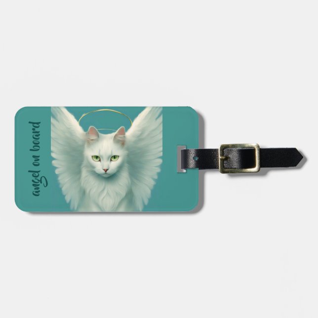 angelic cat luggage tag (Front Horizontal)