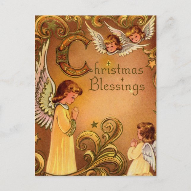 Angelic Christmas Blessings Holiday Postcard (Front)