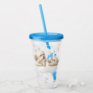 Angelic Dog and Cat on Cloud Acrylic Tumbler