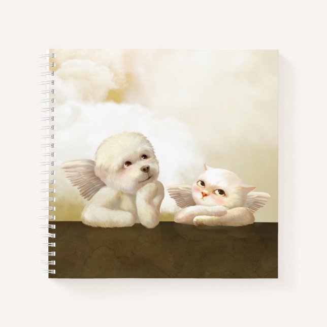 Angelic Dog and Cat on Cloud Notebook (Front)