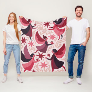 Angelic Figures Mid-Century Modern Kitschmas Fleece Blanket