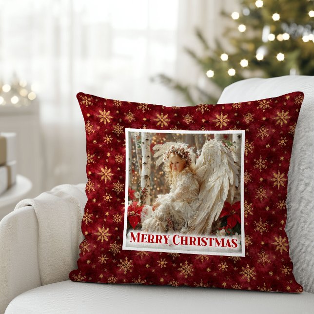 Angelic heavenly Christmas angel red gold pillow (Angelic heavenly Christmas angel red gold pillow)