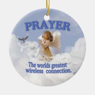Angelic Prayer Worlds Greatest Wireless Connect #2 Ceramic Ornament