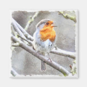 Angelic Robin Watercolor Magnet