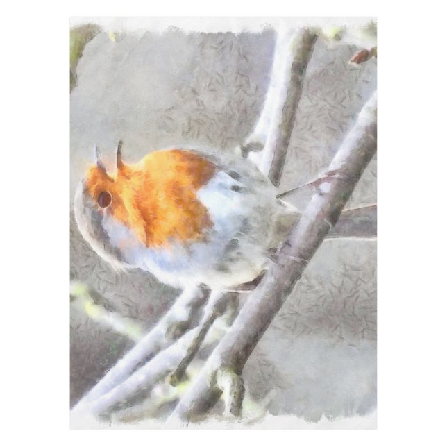 Angelic Robin Watercolor Tablecloth (Front)