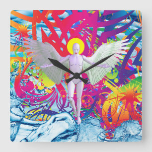 Angelic Robot Square Wall Clock