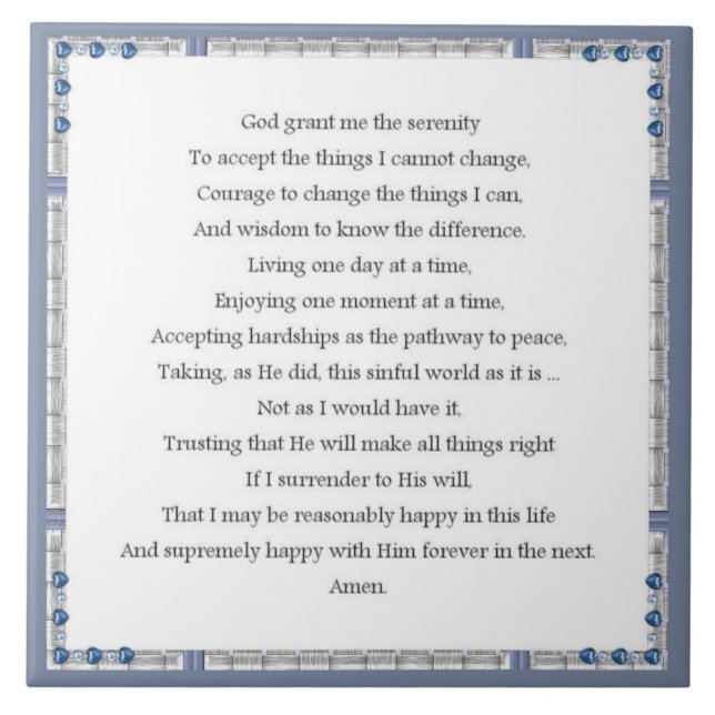 Angelic Serenity Prayer Inspirational Collection Ceramic Tile (Front)