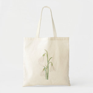 angelic snowdrop flowers watercolor tote bag