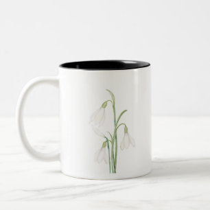 angelic snowdrop flowers watercolor Two-Tone coffee mug