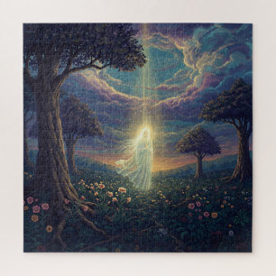 Angelic Spirit Floats Into Otherworldly Garden Jigsaw Puzzle