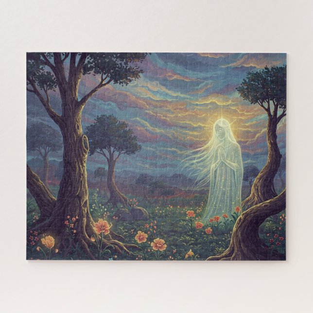 Angelic Spirit Praying in Holy Unknown Garden Jigsaw Puzzle (Horizontal)
