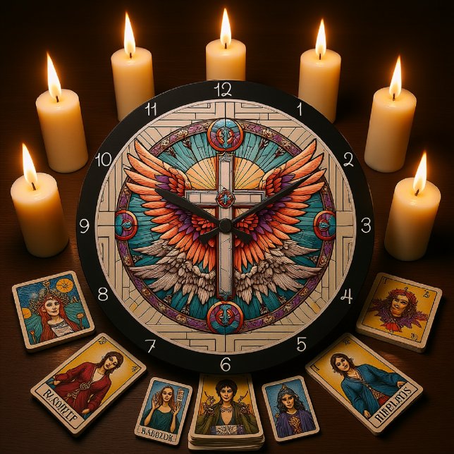 Angelic Winged Cross Large Clock (Creator Uploaded)