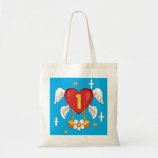 Angelic Wings Heart With Number One in The middle Tote Bag