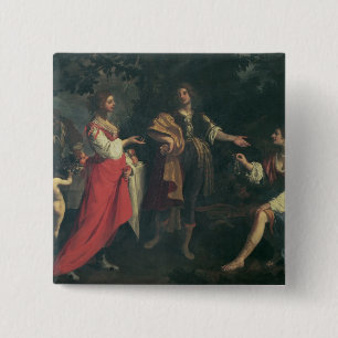 Angelica and the Moor, Medoro, 1634 (oil on canvas 15 Cm Square Badge