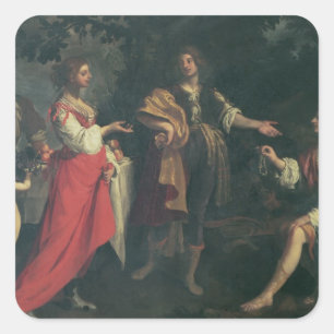 Angelica and the Moor, Medoro, 1634 (oil on canvas Square Sticker